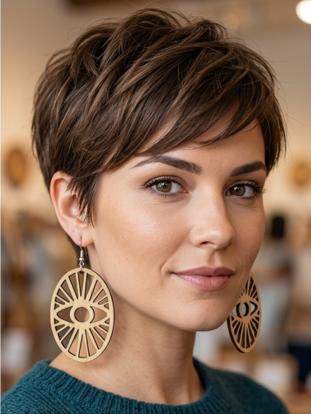 Bohemian Wooden Eye Design Earrings